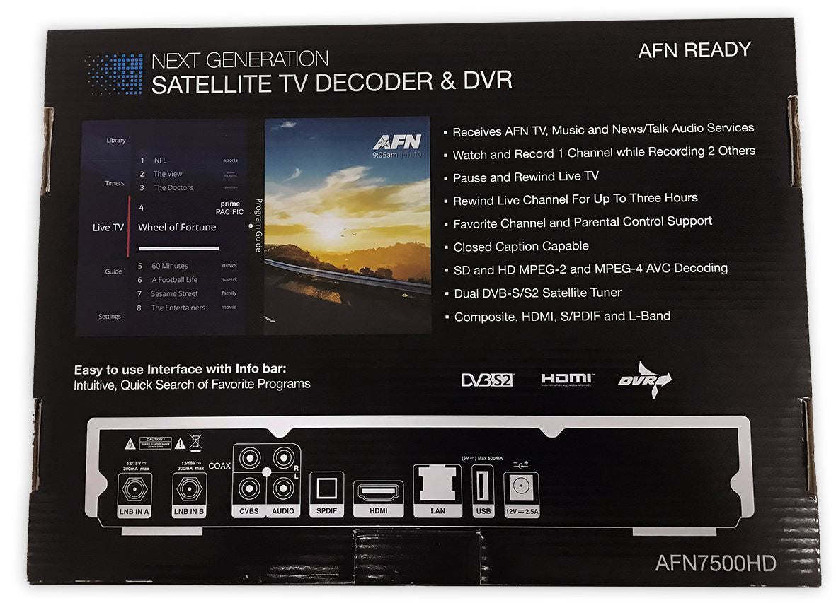 AFN7500HD - Set Top Box for State Department Personnel - Plus Shipping and Handling